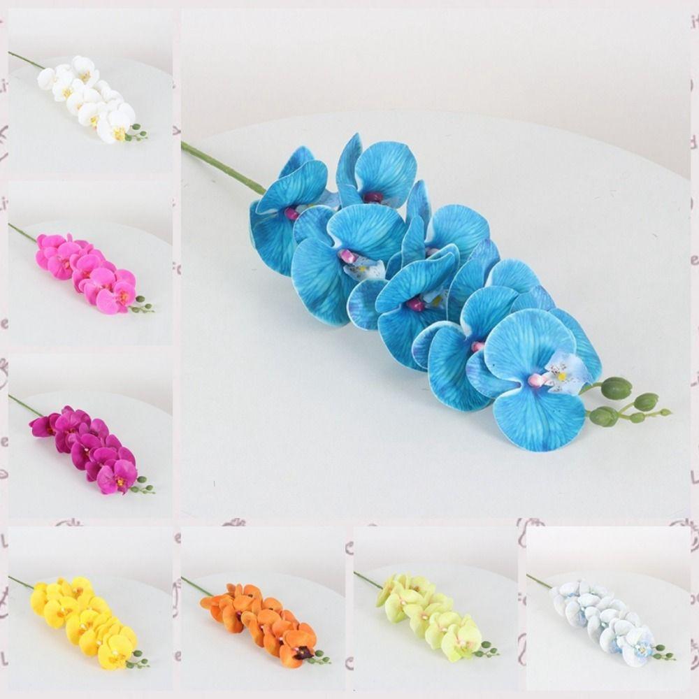 9 Heads Artificial Phalaenopsis Branch 3D Printing Luxury Fake Moth Orchids Large Real Touch Simulation Butterfly Orchid Flower