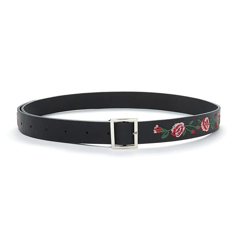 Ladies' Fashionable and Elegant Embroidered Sweet Rose Belt, Exquisite Ladies' Embroidered Belt, Women's Belt