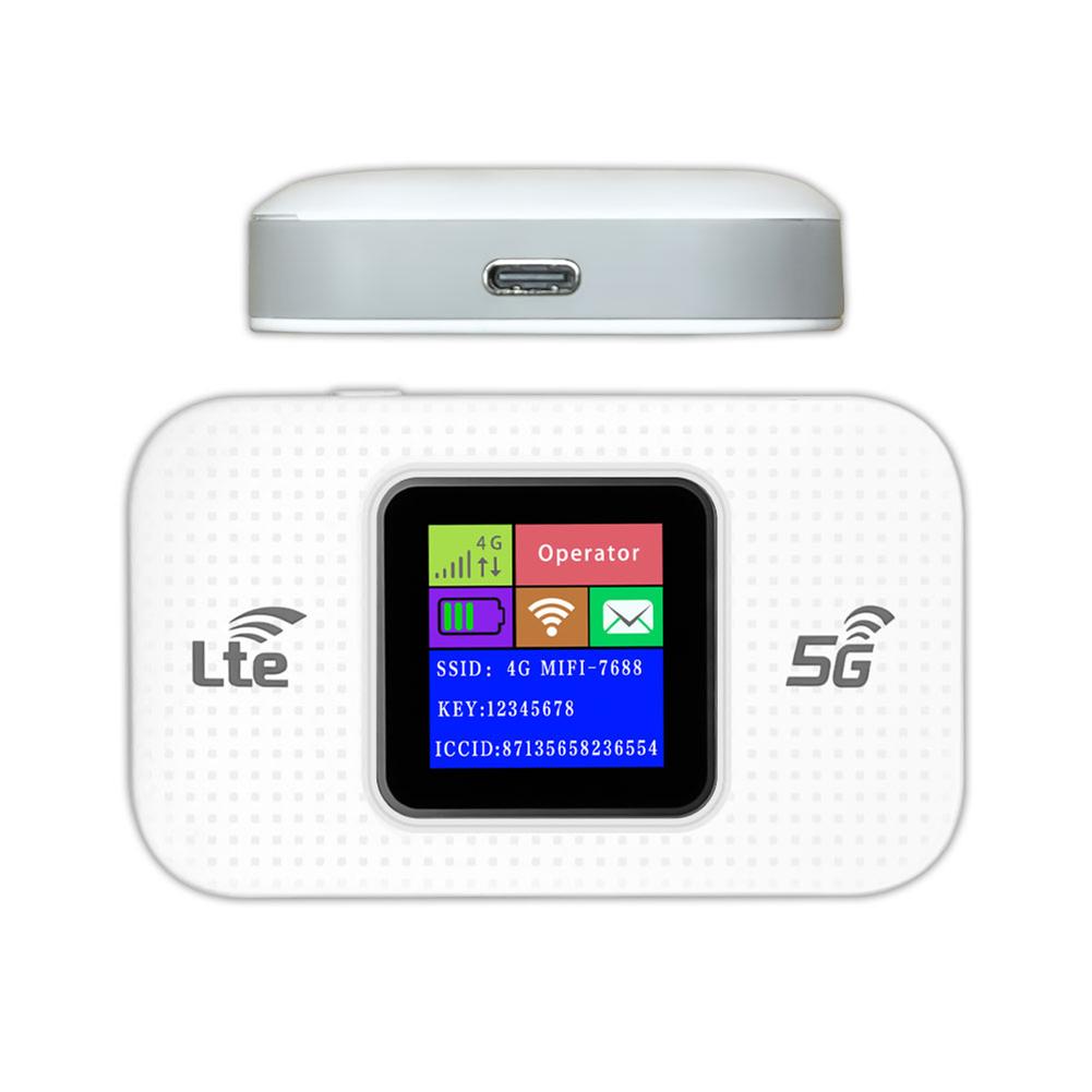 4G LTE Wireless WiFi Router 150Mbps Hotspot with SIM Card Slot (White LCD)