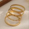 European and American Diamond Studded Stainless Steel Bracelet, Fashionable Spring Opening Bracelet, 18k Gold-plated Bracelet