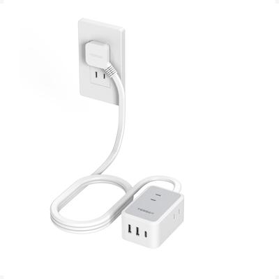 TESSAN 2m Slim Power and Outlet 3 1 and 2 Power Fits In Tethered Wires and Gap Areas Strip, USB, Strip, AC, Type-C, Type-A Cords,