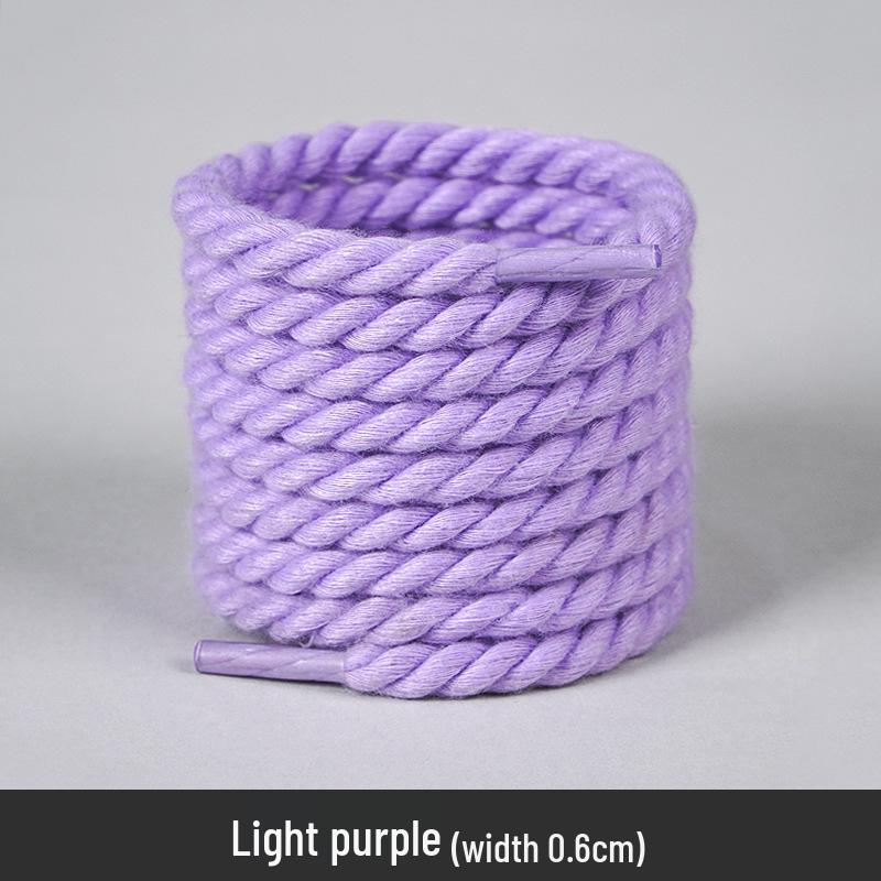 White Polyester Cotton Three-Strand Round Shoelaces - Versatile for Casual or Board Shoes (Pair)