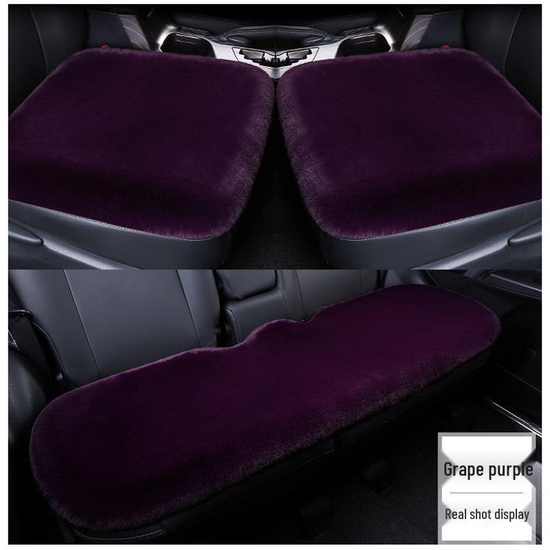 Winter Rabbit Plush Car Seat Cushion Set - 3-Piece No-Back Design for Single Seats