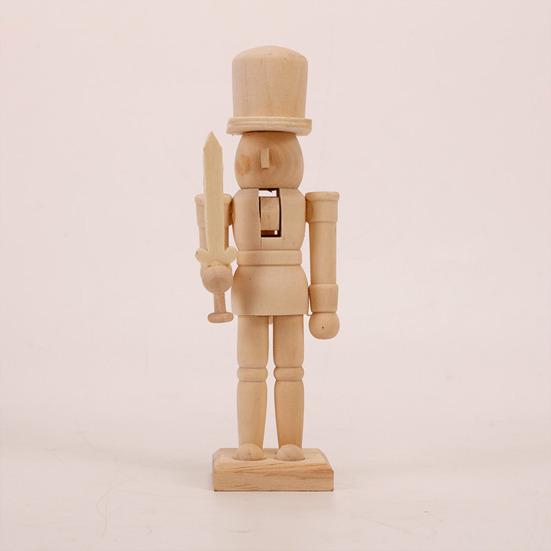 18CM Noël Bois Non Fini Figurine Casse-Noisette Bricolage Vierge Non Peint Figurine de Soldat Ornement Décoration Fête de Vacances