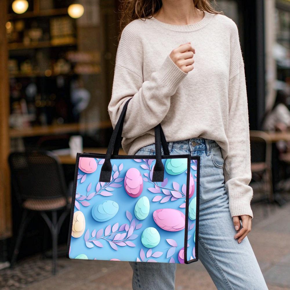 Cute Floral Tote Bag Fashion Casual Large Capacity Handbag for Daily Shopping