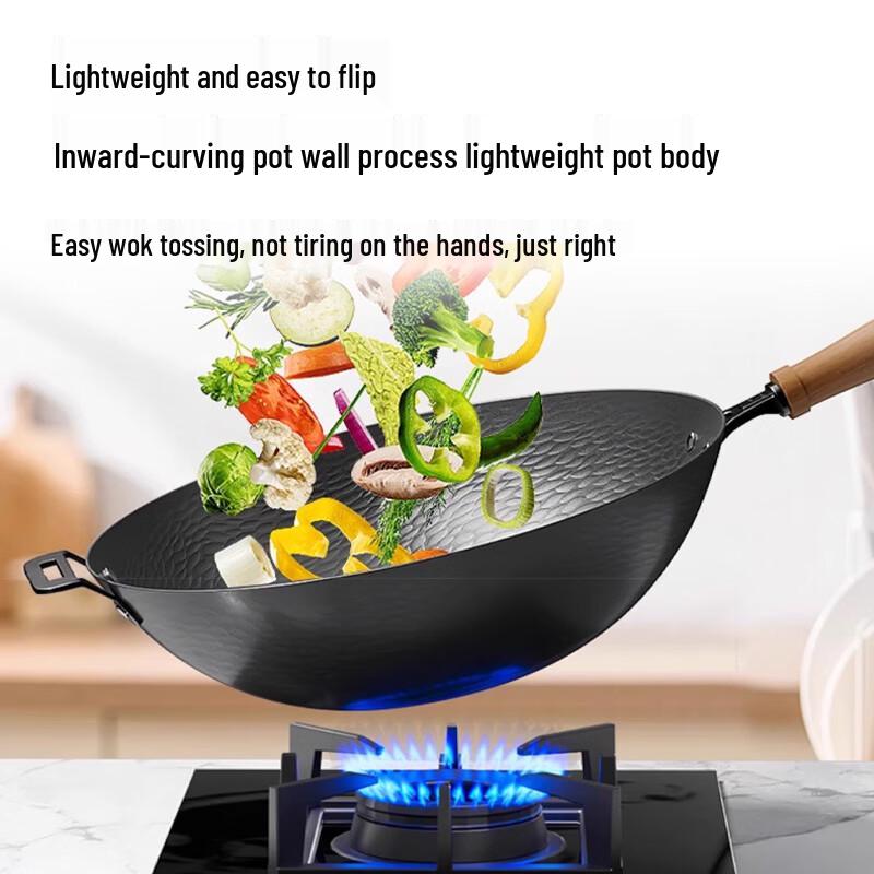 ZISIZ Hammered Cast Iron Wok