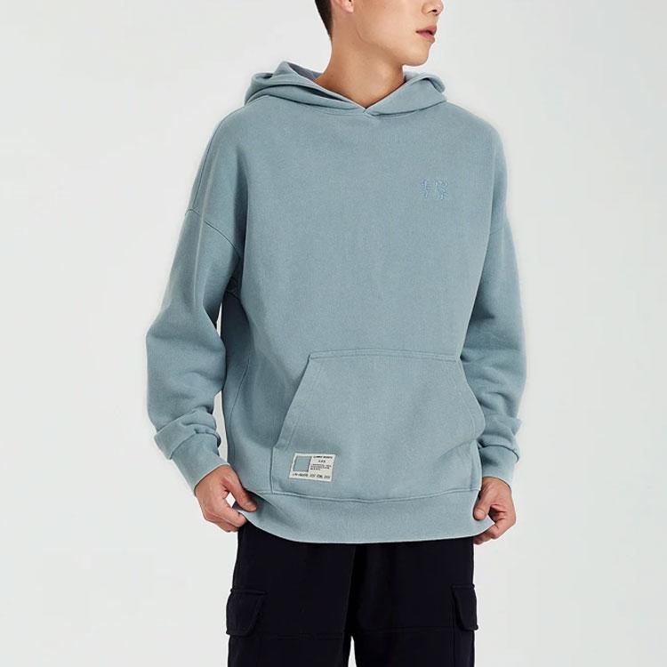 Li Ning Sports Trend Series Solid Color Loose Fit Hoodie Unisex Hoodies Light-Gray-Blue AWDS067-7