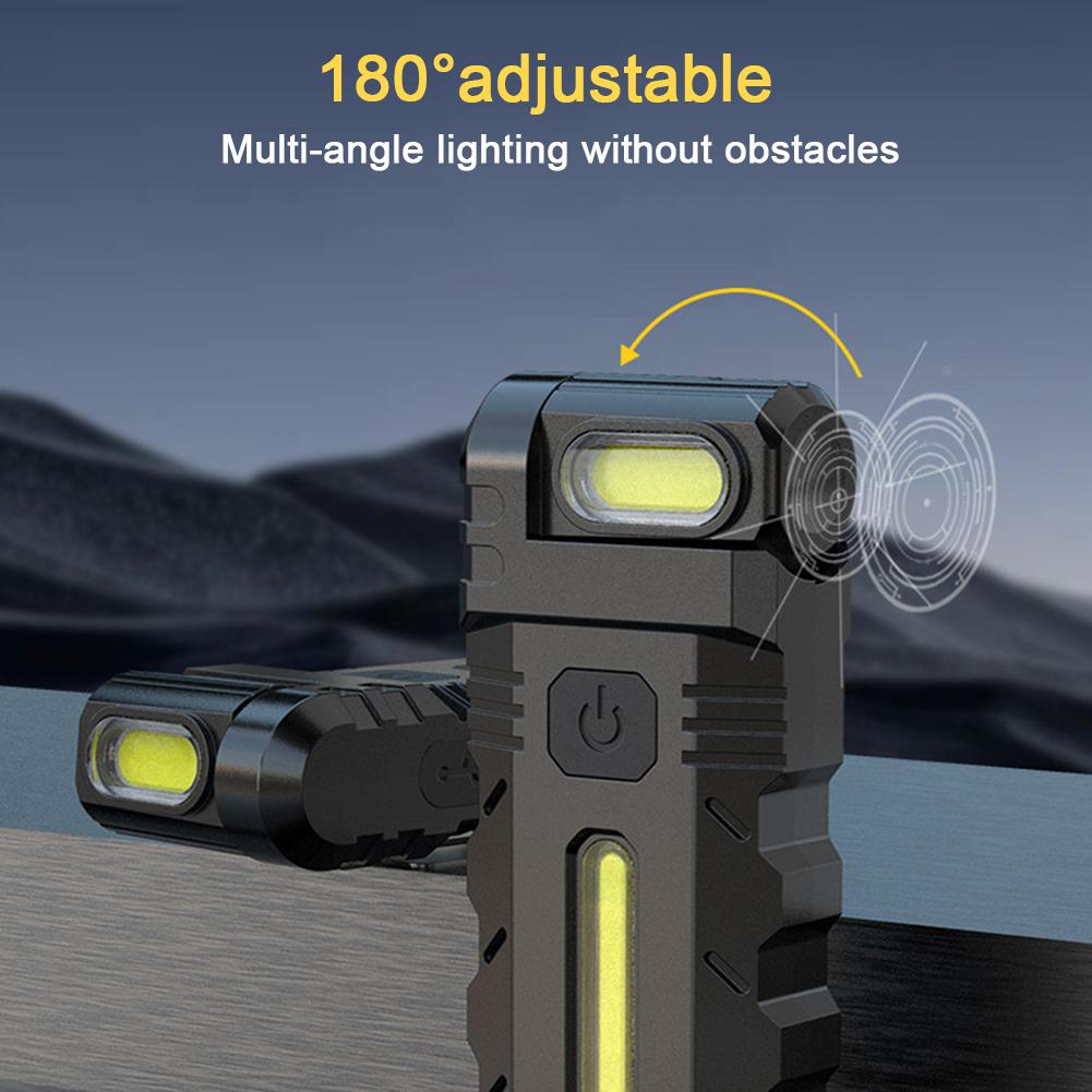 Magnetic LED Flashlight 180 Degree Rotating Head Mini Flashlight Waterproof Compact Magnet Work Light For Outdoor Emergency New