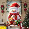 1pcs Merry Christmas Decor Door Cover Banner Cute Snowman Bear Gift Backdrop Xmas Party Indoor Outdoor Background Deco Supplies