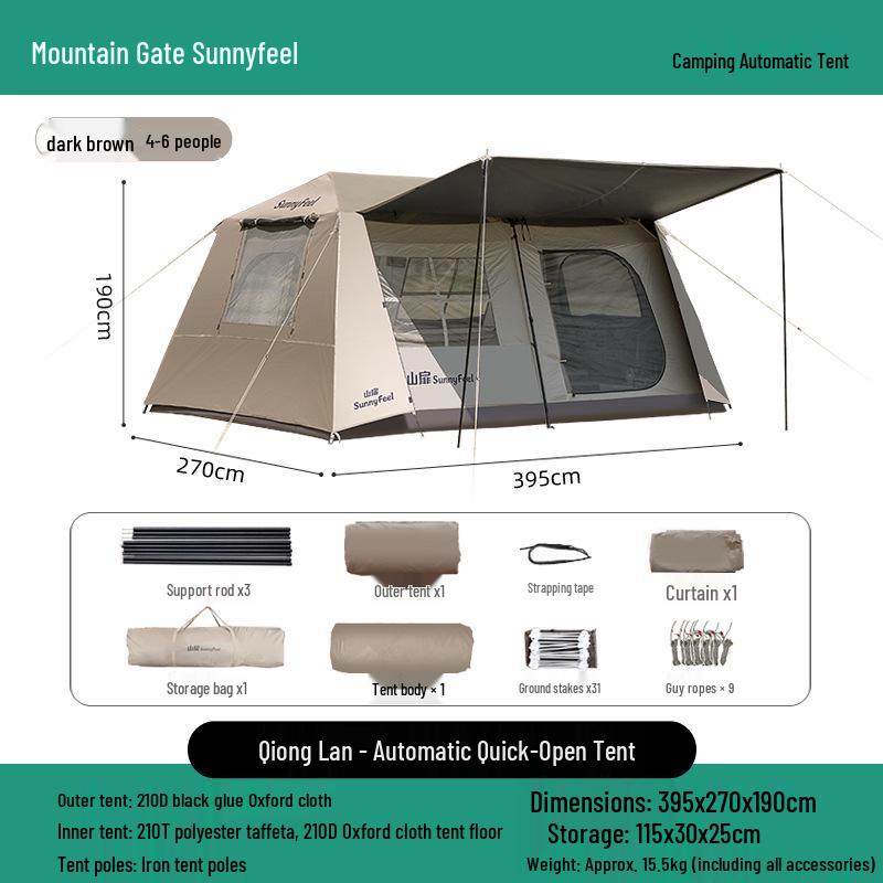 Mountain Door Ridge 13 Quick Open Tent: 2-in-1 Canopy with Black Sun Protection for Camping