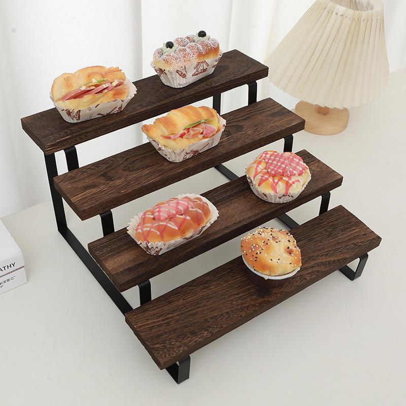 Four-Tier Iron and Wood Display Rack for Desserts and Aromatherapy Essentials