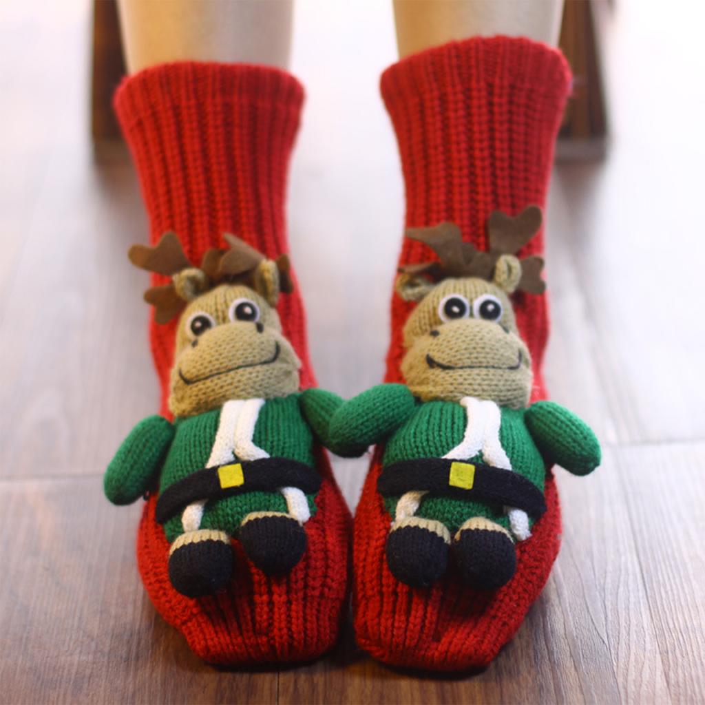 Lustige Damen Dickstricksocken Winter Warme Socken Rutschfest Lässig Boden Teppich Socken 3D Cartoon Tier Socke Kind Weihnachtsgeschenke
