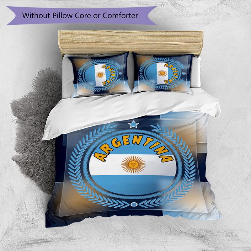 Set Biancheria da Letto Stampata Calcio Argentina 3 Pezzi Copriletto Traspirante Accogliente come Regalo per Inaugurazione Casa o Festa