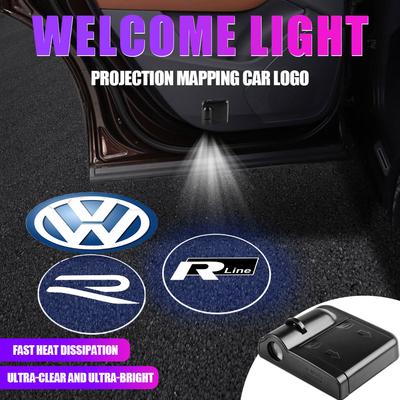 VW Car Door HD Welcome Light Wireless Projector Induction Night Lamp For VW R Passat Rline Golf Tiguan Jetta GTI Touran