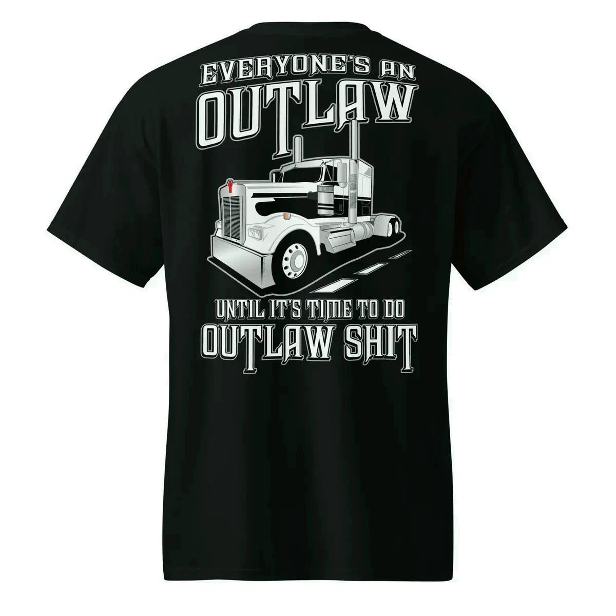 Outlaw Trucker T-Shirt Funny Semi Truck Driver Graphic Tee XS