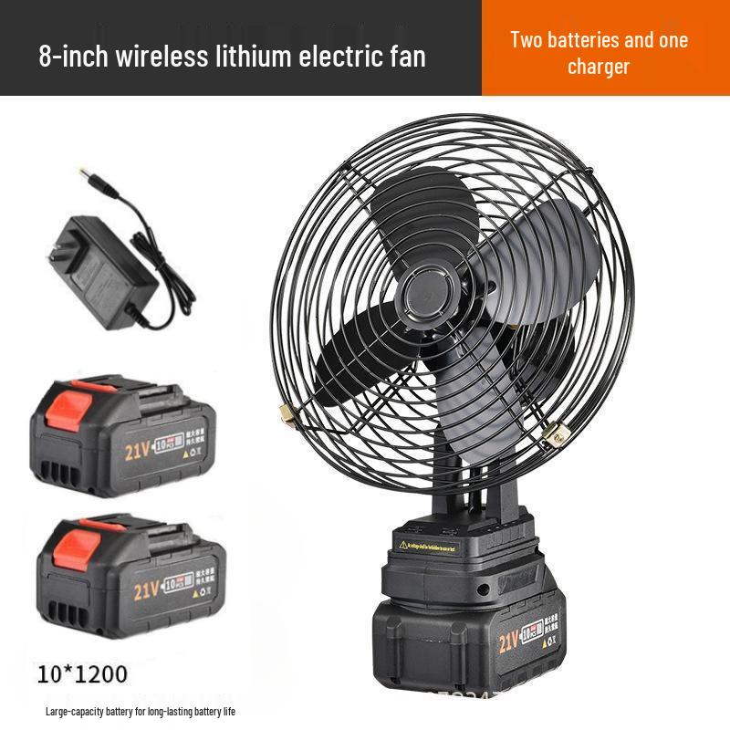 8-inch Rechargeable Desk Fan: Wireless, Lithium Battery, Ideal for Office or Dorm.