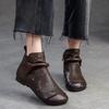 Echtes Leder, ausgehöhlte Stiefel, Retro-runde Zehenpartie, atmungsaktive Sandalen, vielseitige flache Damenschuhe