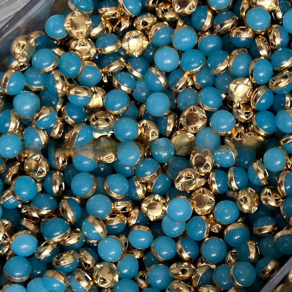 100 Stück 5 mm superkleine Knöpfe goldfarben Zinklegierung runde Schaftknöpfe DIY Handarbeit Puppenzubehör