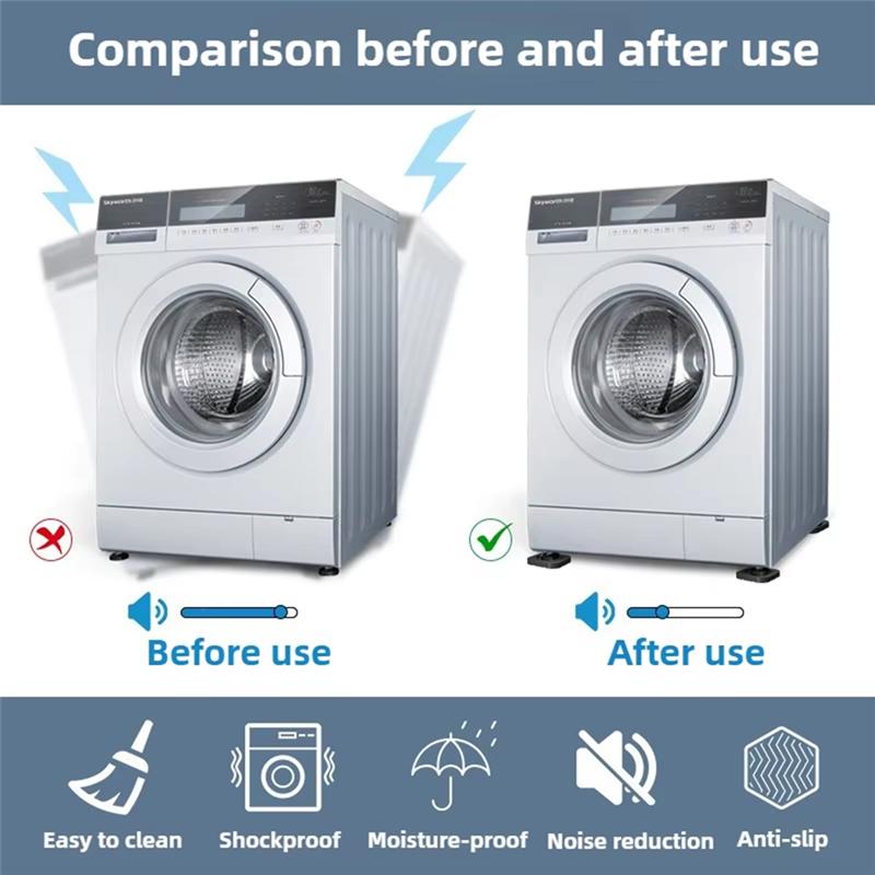 AB34-4Pcs Anti-Vibration Pads For Washing Machines - Non-Slip & Noise-Reducing Universal Feet For Appliances, Furniture