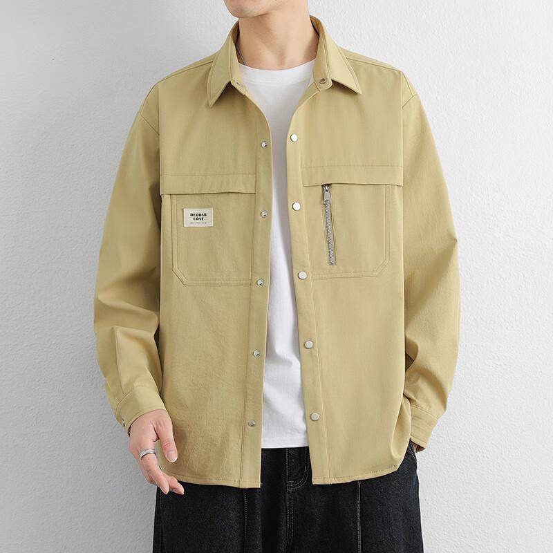 Men's Casual Long Sleeve Zipper Work Shirt Jacket