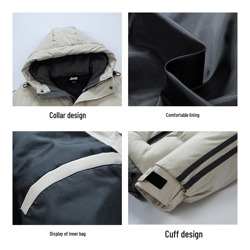 Jeep Men's Hooded Windproof Cotton Padded Jacket