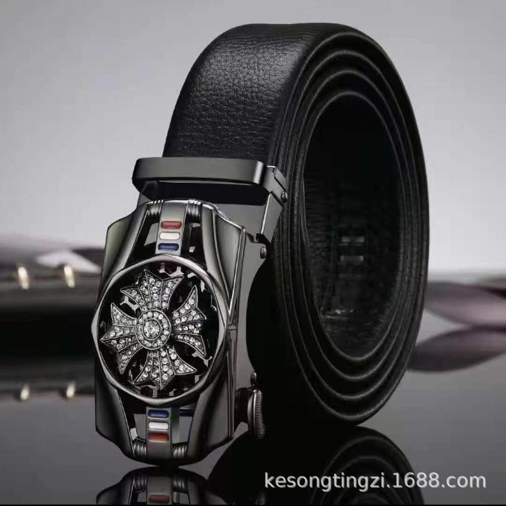 Cintura da uomo alla moda in pelle PU con fibbia automatica per jeans
