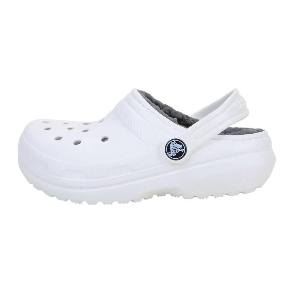 Crocs Classic Lined Casual Comfortable Warm Slippers Kids Slippers White Gray 207010-10M
