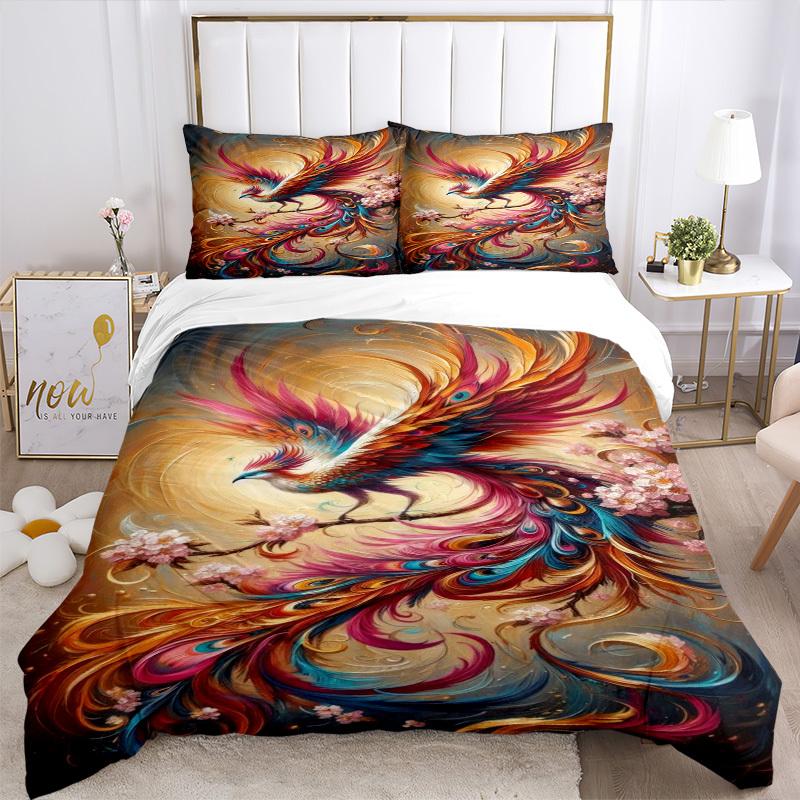 3pcs Mythical-Bird Duvet Cover Set - Includes 1 Duvet Cover and 2 Pillowcases, No Quilt Core, All-Season Home Decor yy251111083