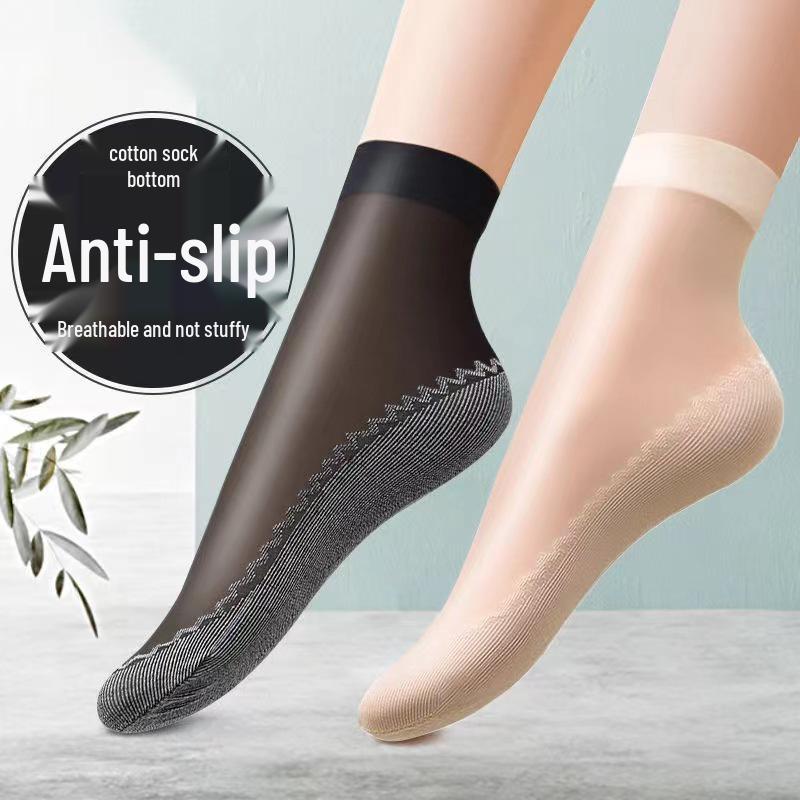 Women's Mid-Calf Breathable Velvet Cotton Sole Stockings - Sweat-Absorbent, Non-Slip, Massage Sole