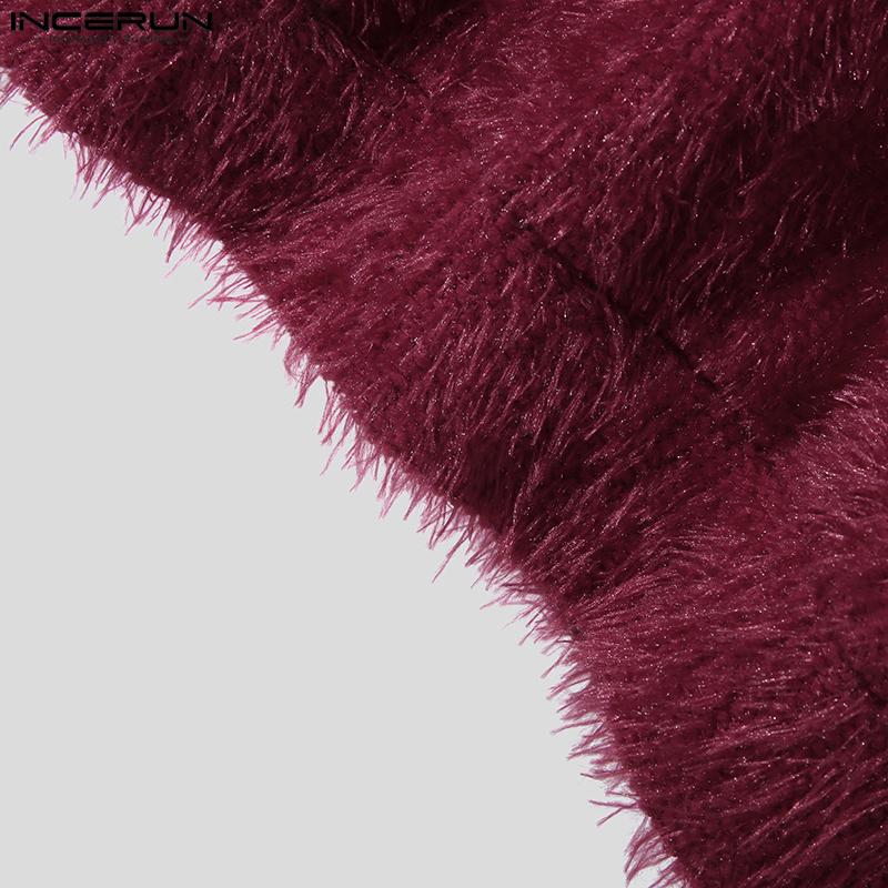 INCERUN Men Long Sleeve Fleece Keek Warm Casual Furry Undershirts Tops