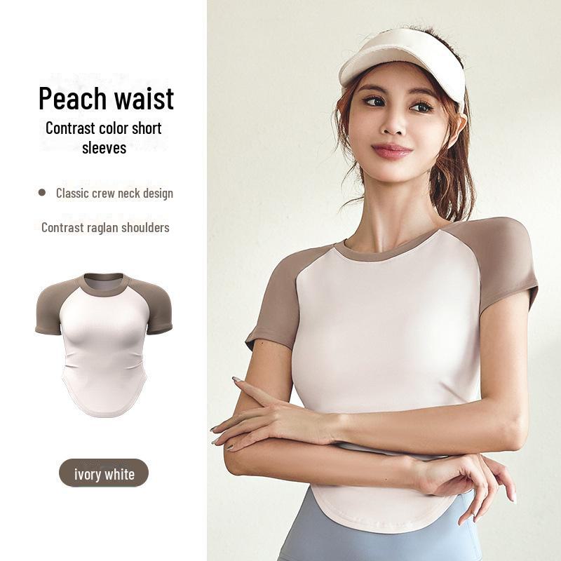 

Juyitang женский топ для похудения телесного цвета с коротким рукавом для занятий фитнесом и активного отдыха S