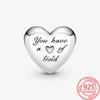 Authentic 925 Sterling Silver Dome Gold Heart Pendant Charm Fit Original Fashion 3mm Bracelet Diy Beaded Jewelry Gift Making