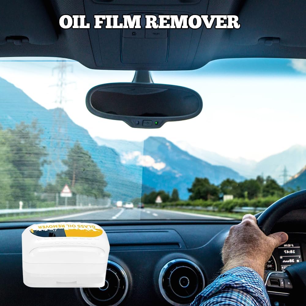 Oil Film Cleaning Brush for Car Windows,2025 Upgrade Reusable Automotive Oil Film Cleaning Brush,Mini Portable Car Window Oil Film Cleaner for