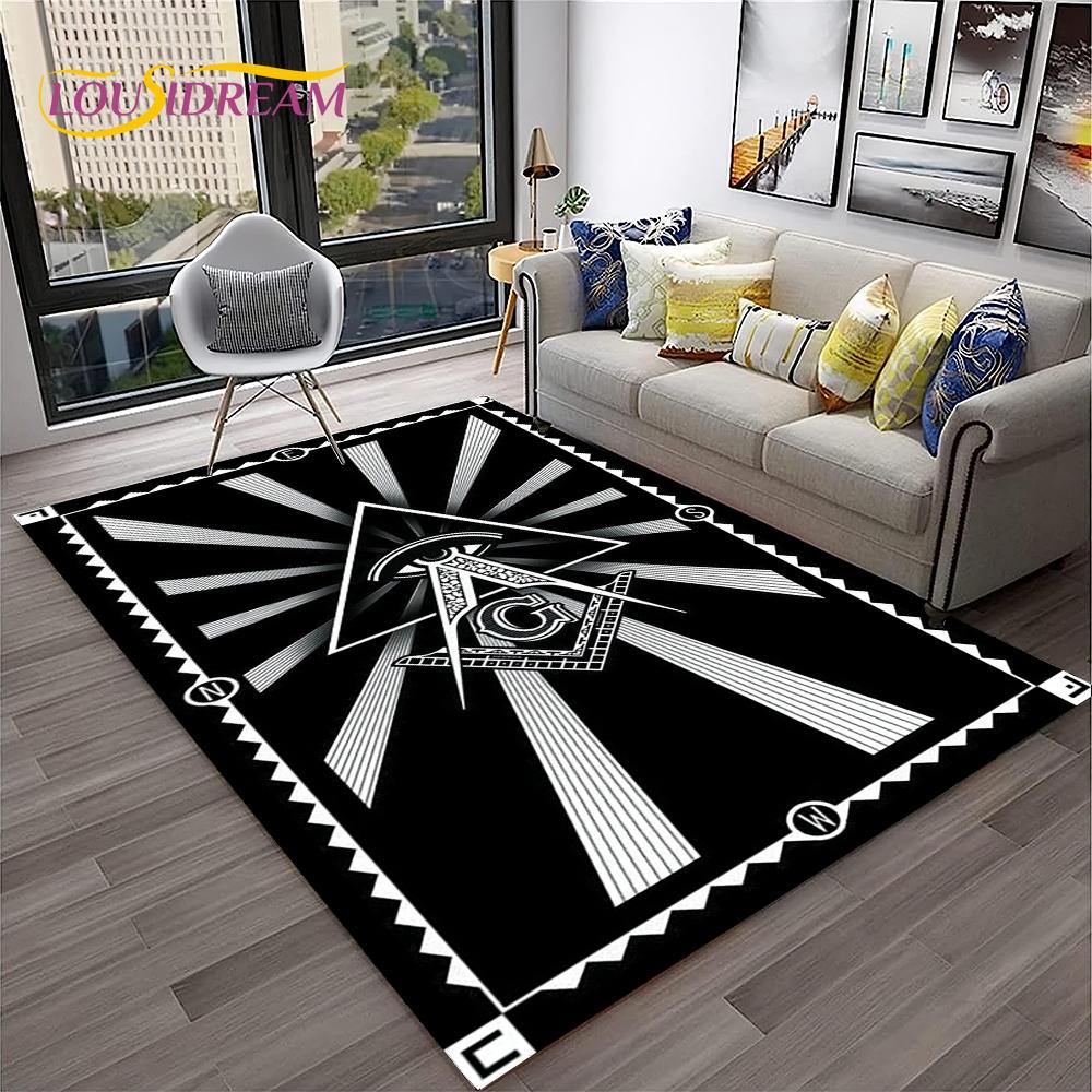 Ring Freemasonry Illuminati Masonic Carpet Rug for Home Living Room Bedroom Sofa Doormat Decor,Kid Area Rug Non-slip Floor Mat