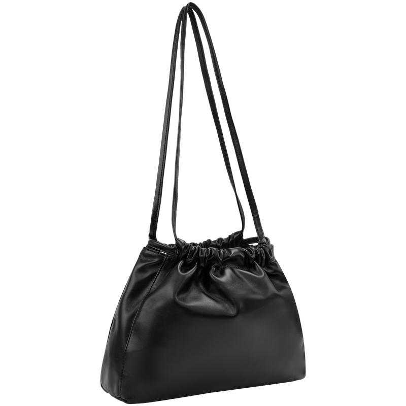 Calvin Klein Vintage Casual Commuter Pleated Drawstring Cloud Bag Women Shoulder Bag Space-Black 4K3027G-BAE