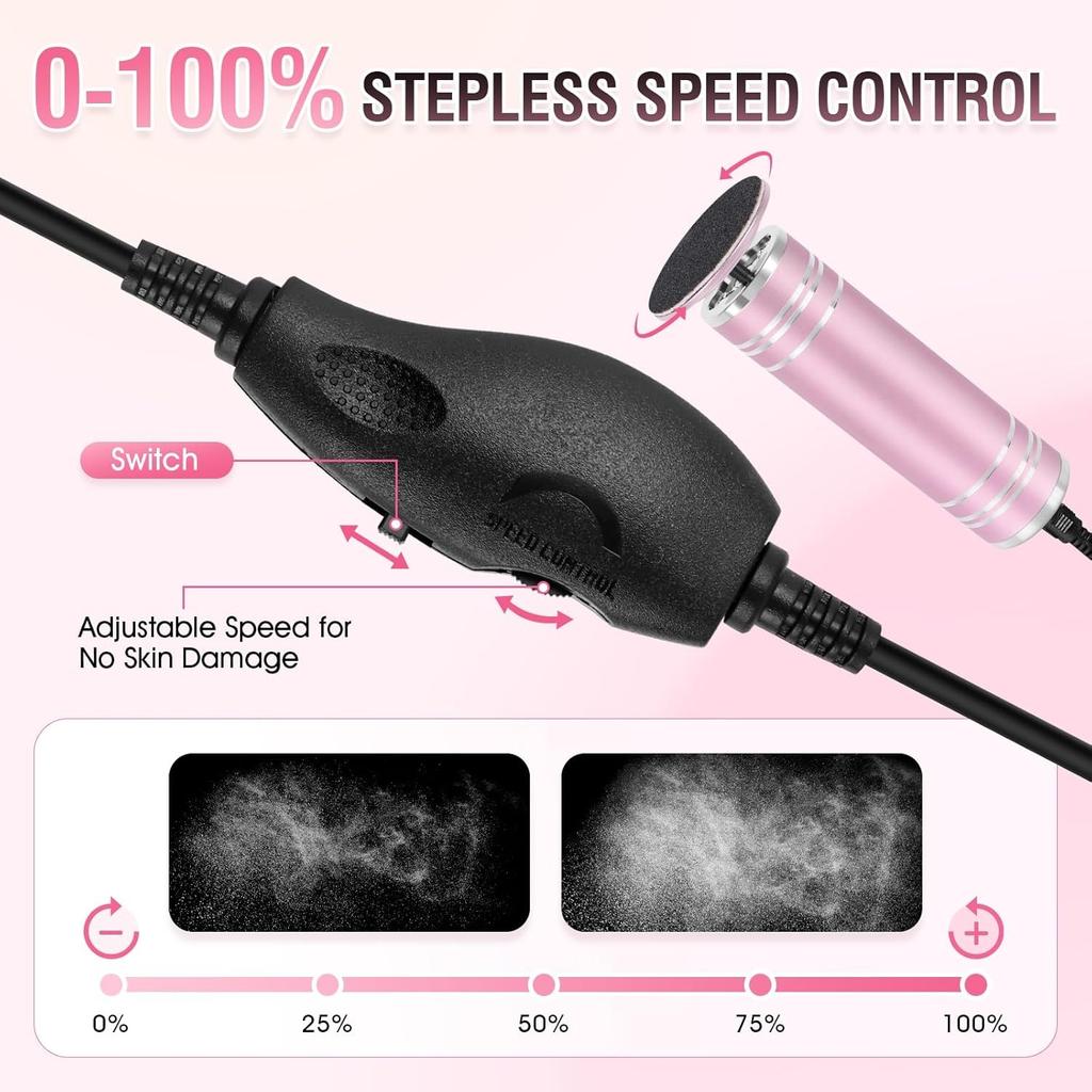 Electric Callus Remover: Adjustable File with 60 Abrasive Discs — Professional Pedicure Tool for Men and Women (Dead Skin Removal)