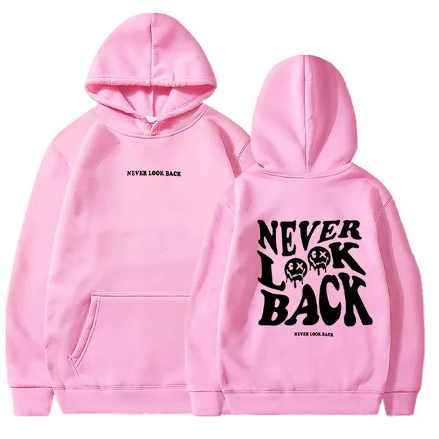 NEVER LOOK BACK Men and Women Fashionable Autumn Winter Fleece Streetwear Tops