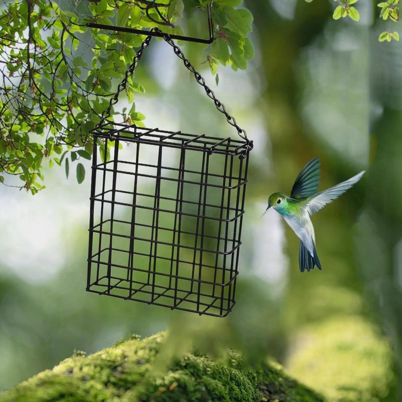 Suet Bird Feeder Cube Cage Food Container Outdoor Hanging Wild Birds Parrot Feeding Tree Portable Fruit