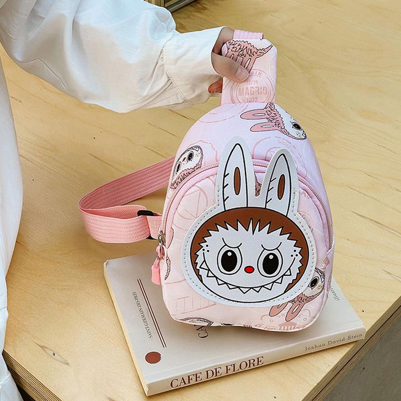 1ks Dětská kreslená taška přes hruď Labubu Velkokapacitní batoh Vodotěsný Kawaii Hnědé monstrum Děti Roztomilá taška přes rameno
