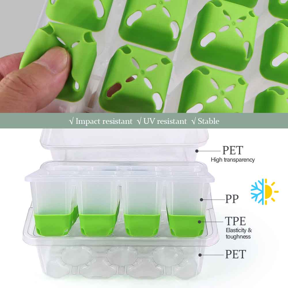 12-cell Seedling Starter Tray with Transparent Cover Adjustable Humidity Germination Box Indoor Garden Greenhouse Growth Potting