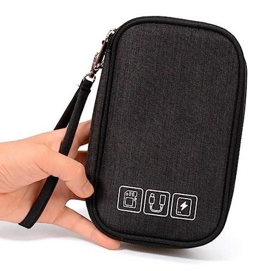 Gadget Pouch 1912cm Three-layer PC Accessory Storage Cable Holder Convenient Item Lightweight Waterproof Travel Business Trip (black)