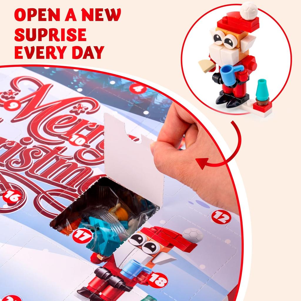 JOYFY 2025 Christmas Advent Calendar Building Blocks 24 Days Christmas Theme Countdown Toy Set for Boys Girls Xmas Party Favor