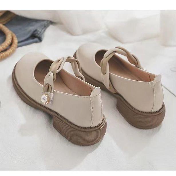 

French thick heel Mary Jane women s shoes bag head sandals spring and summer 2025 new British style small leather shoes flat single shoes 40