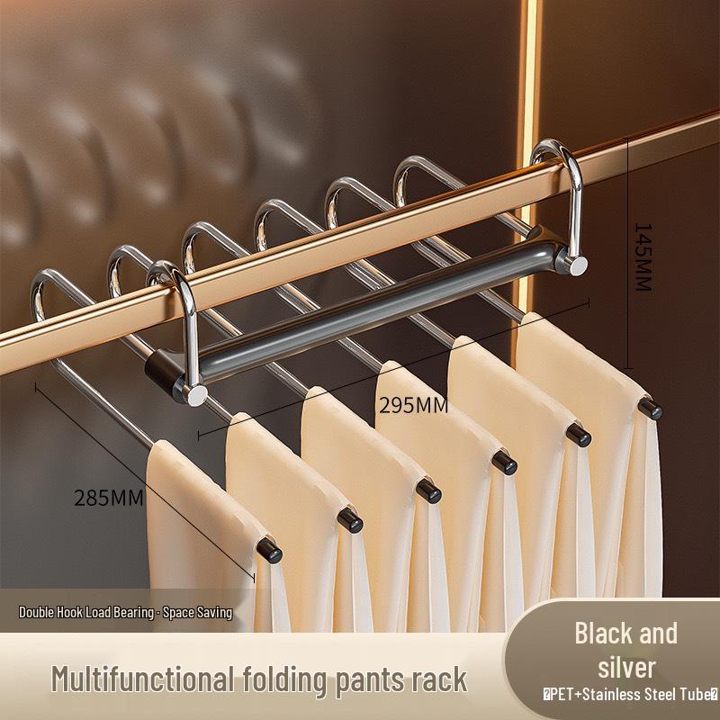 Multi-functional Non-slip Folding Pants Rack with Clips for Wardrobe Storage