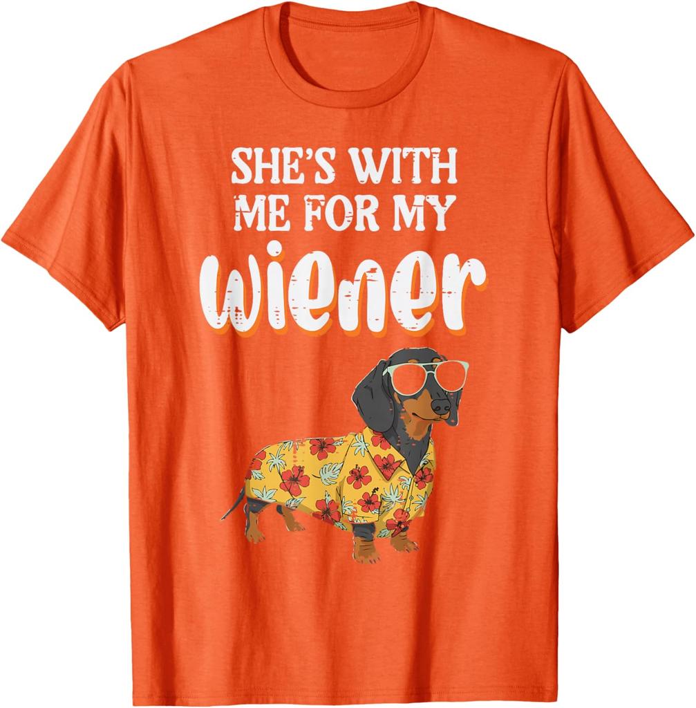 Funny Dachshund Wiener Dog Hawaiian Shirt Graphic Tee Casual Men TShirt