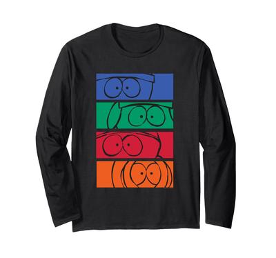 South Park Eyes Colorblock Pop Art Funny Cartoon Long Sleeve T-Shirt