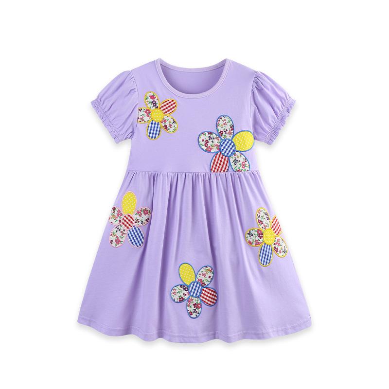 Летняя Новинка Цветочное Вышитое Платье Принцессы для Девочек Очаровательное Детское Платье 2Y(90cm)