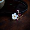 Elegant Plum Blossom Brooch Vintage Style Mother Of Pearl Inlay Luxury Womens Clothing Accessory Floral Design