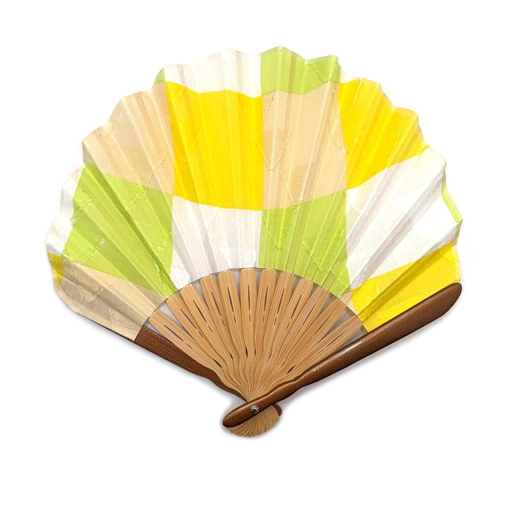 [Hanakanzashi] Women's Folding Fan Set with Fan Pouch - Stylish and Cute Business Fan with Gift Box (Yellow)