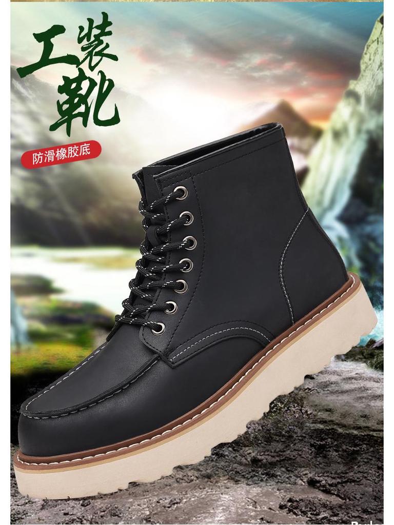 2024 Herren Echtleder High-Top Martin Boots – Winter Retro Motorrad- & Arbeitsstil